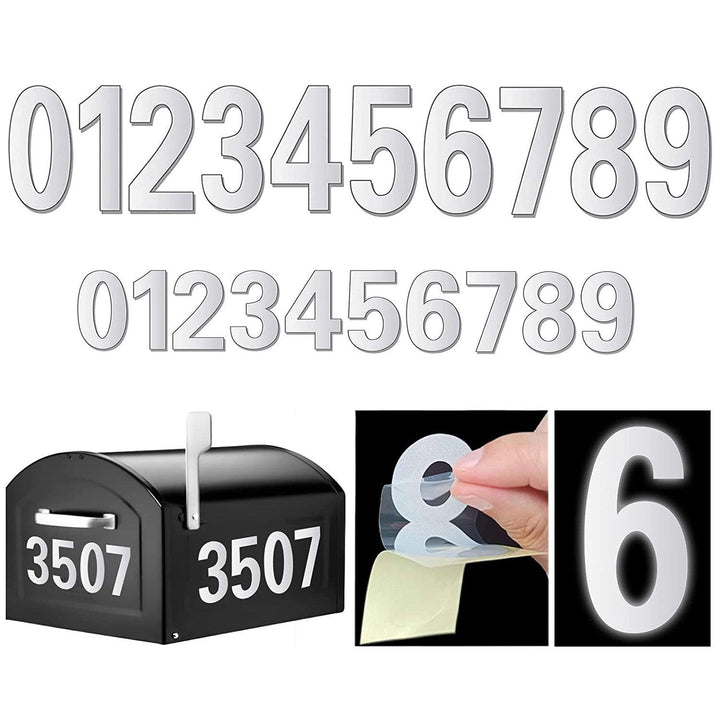 2sets Reflective Mailbox Numbers Sticker, Decal Die Cut Classic Style Vinyl Waterproof Number Self Adhesive (3" X 1 Set , 4" X 1 Set) For Signs, Door - verycoolshop