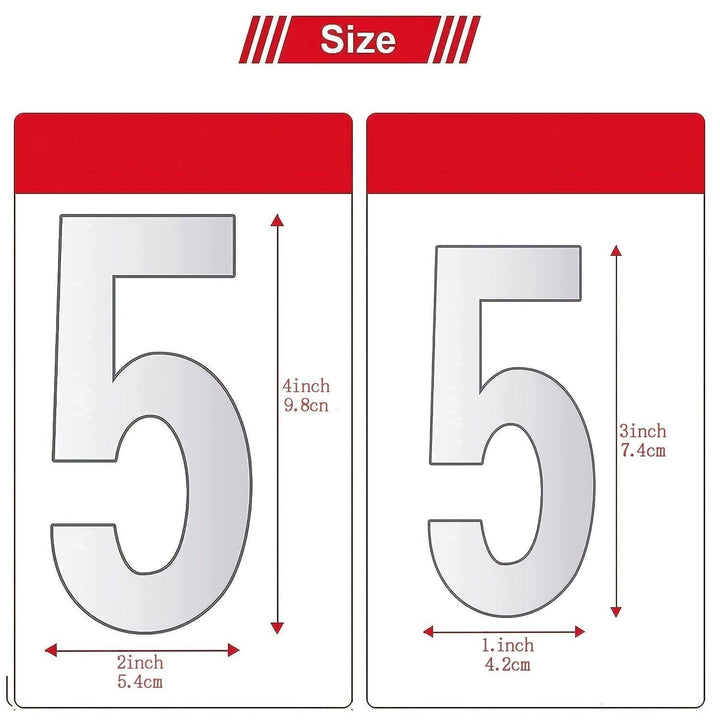 2sets Reflective Mailbox Numbers Sticker, Decal Die Cut Classic Style Vinyl Waterproof Number Self Adhesive (3" X 1 Set , 4" X 1 Set) For Signs, Door - verycoolshop