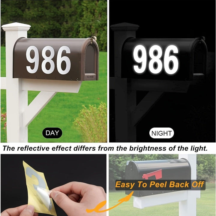 2sets Reflective Mailbox Numbers Sticker, Decal Die Cut Classic Style Vinyl Waterproof Number Self Adhesive (3" X 1 Set , 4" X 1 Set) For Signs, Door - verycoolshop