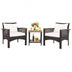 3 Pieces Patio Rattan Furniture Set with Acacia Wood Tabletop - verycoolshop