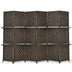 6 Panel Folding Weave Fiber Room Divider with 2 Display Shelves - verycoolshop