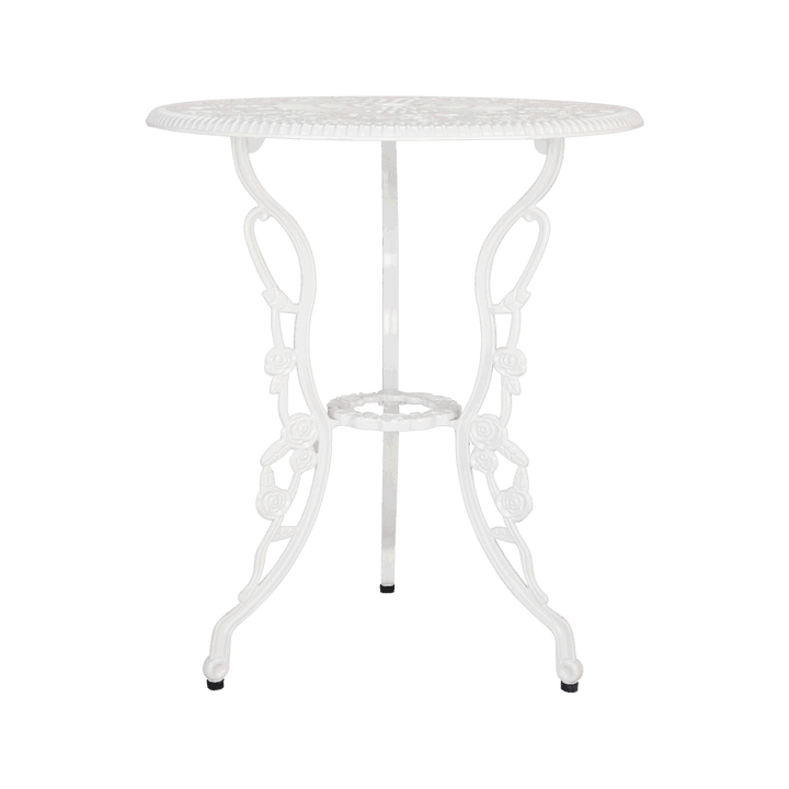 Bistro Table Set; White Rose 3 Piece; Outdoor Patio Table and Chairs Furniture; Durable Rust Weather Resistance; Rose White - verycoolshop