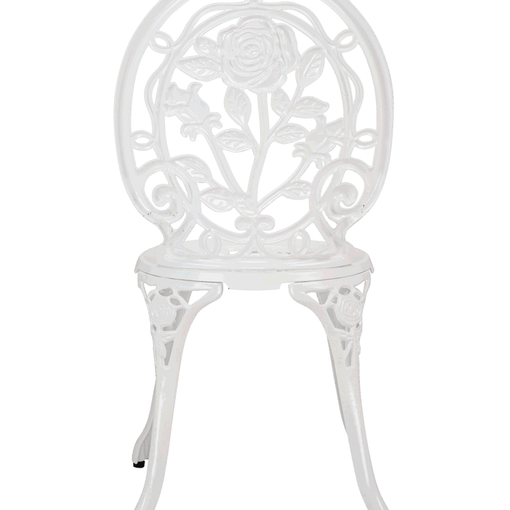 Bistro Table Set; White Rose 3 Piece; Outdoor Patio Table and Chairs Furniture; Durable Rust Weather Resistance; Rose White - verycoolshop