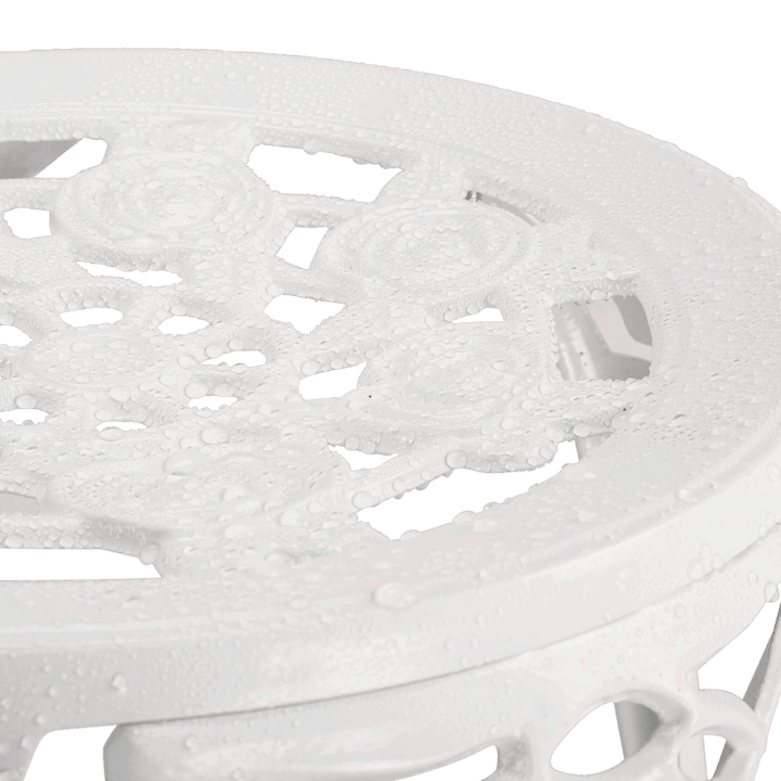 Bistro Table Set; White Rose 3 Piece; Outdoor Patio Table and Chairs Furniture; Durable Rust Weather Resistance; Rose White - verycoolshop