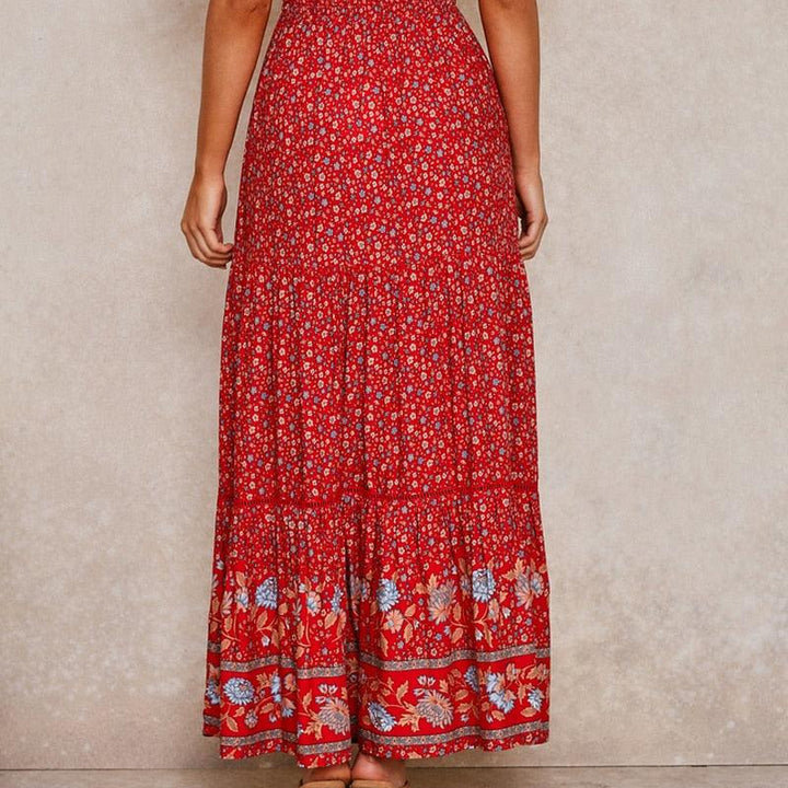 Ecoluxe-Floral High Waist Maxi Skirt - verycoolshop