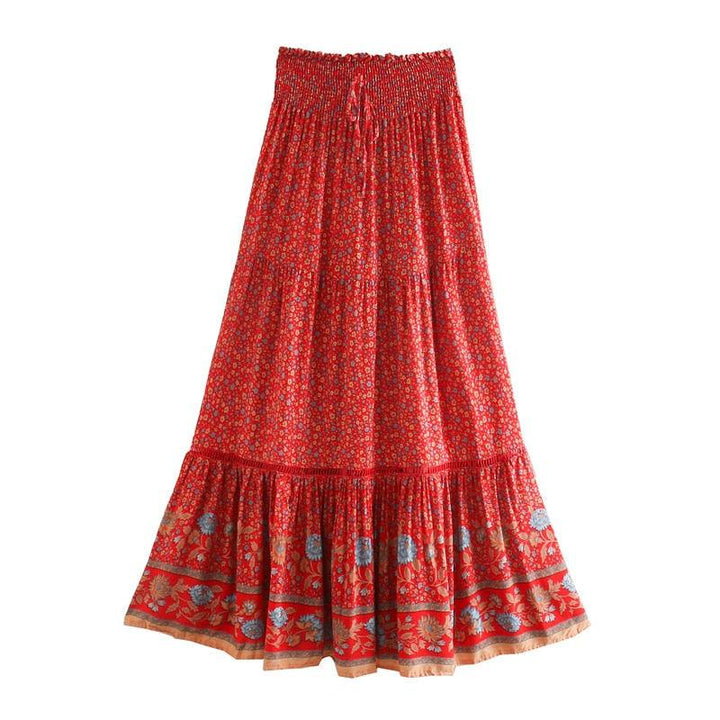 Ecoluxe-Floral High Waist Maxi Skirt - verycoolshop