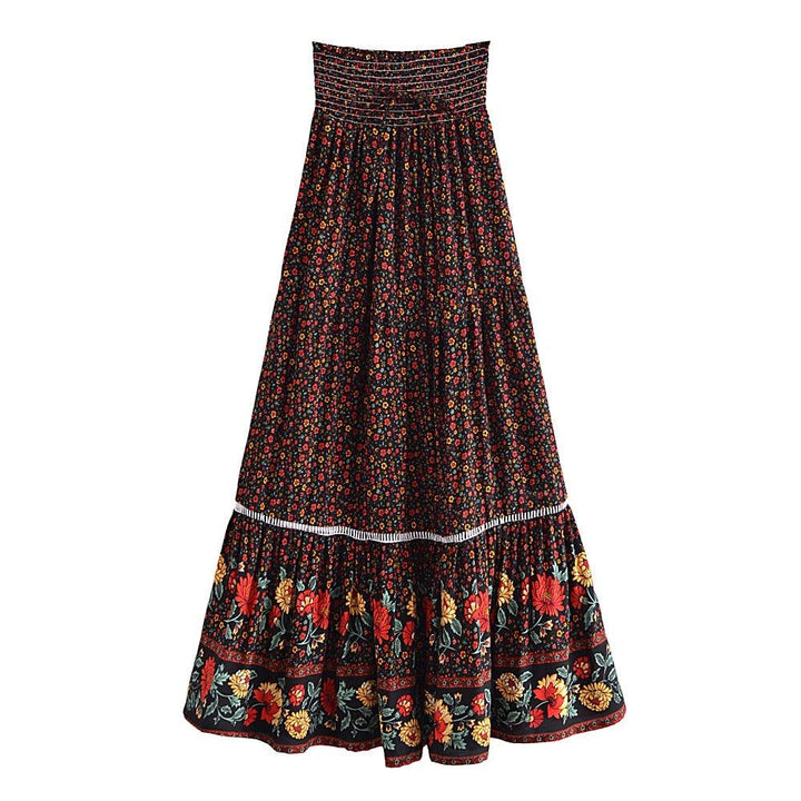 Ecoluxe-Floral High Waist Maxi Skirt - verycoolshop