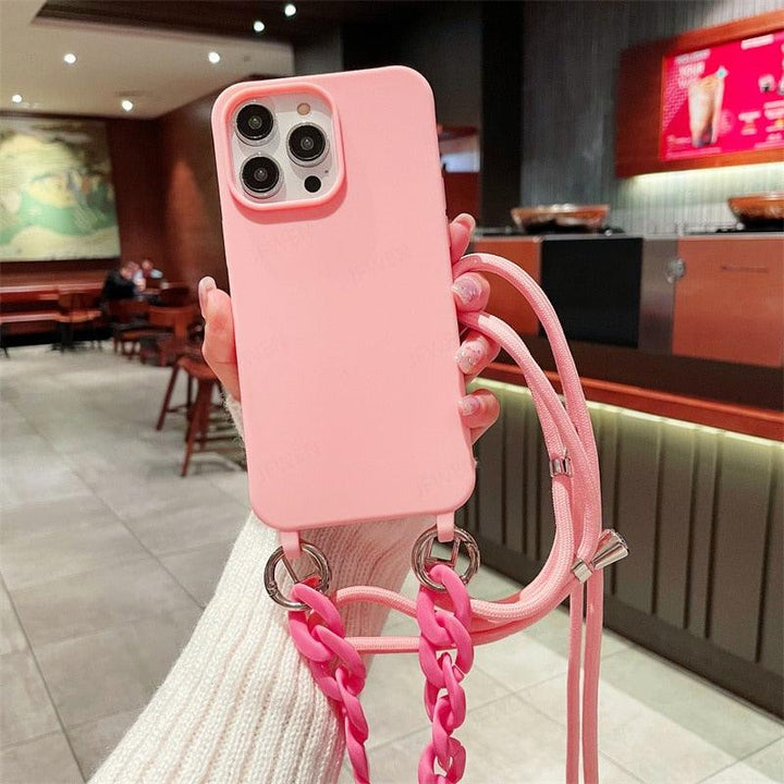 Ecoluxe-Marble Chain Crossbody Lanyard Strap Case For iPhone - verycoolshop