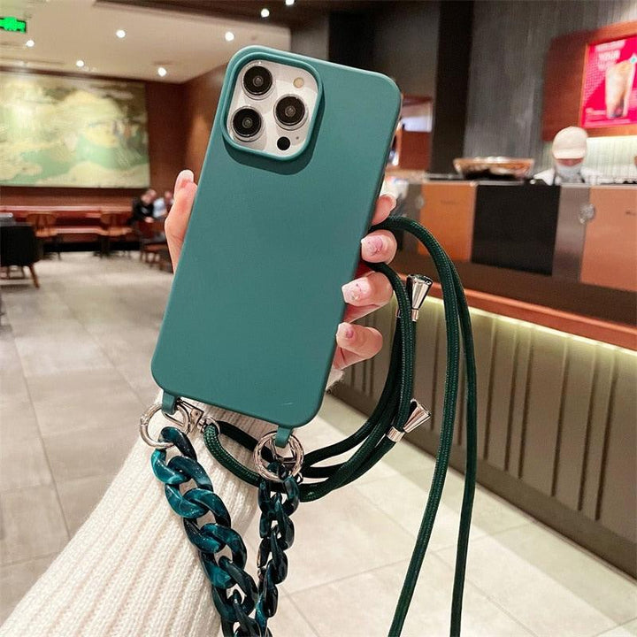 Ecoluxe-Marble Chain Crossbody Lanyard Strap Case For iPhone - verycoolshop