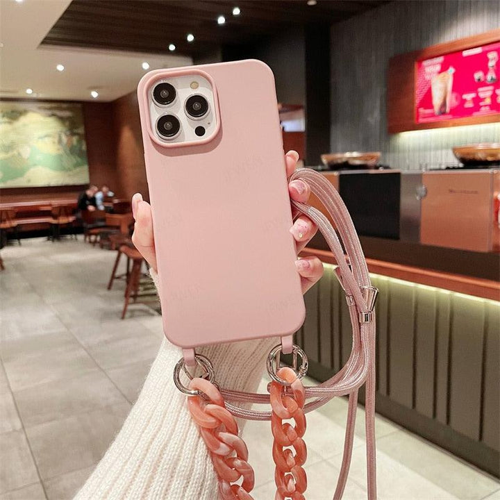 Ecoluxe-Marble Chain Crossbody Lanyard Strap Case For iPhone - verycoolshop