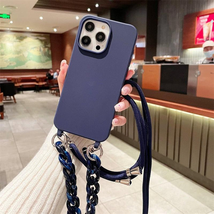 Ecoluxe-Marble Chain Crossbody Lanyard Strap Case For iPhone - verycoolshop