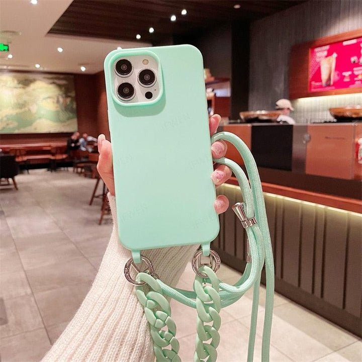 Ecoluxe-Marble Chain Crossbody Lanyard Strap Case For iPhone - verycoolshop