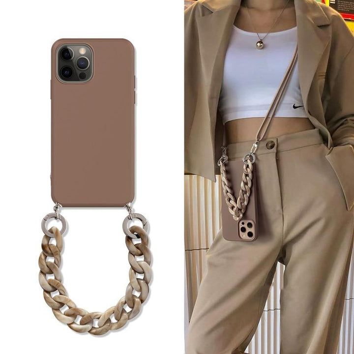 Ecoluxe-Marble Chain Crossbody Lanyard Strap Case For iPhone - verycoolshop