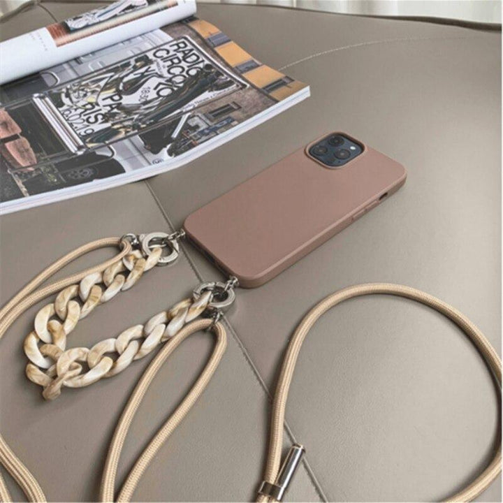 Ecoluxe-Marble Chain Crossbody Lanyard Strap Case For iPhone - verycoolshop