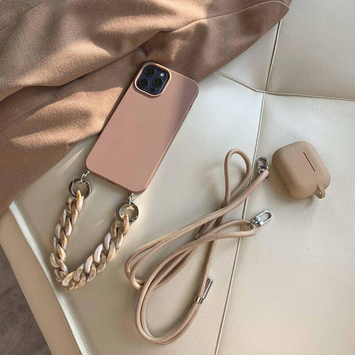 Ecoluxe-Marble Chain Crossbody Lanyard Strap Case For iPhone - verycoolshop